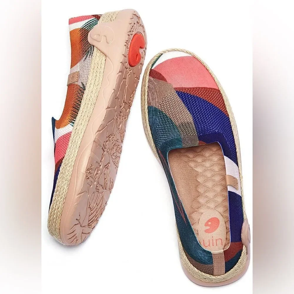 UIN Women's Espadrilles Knitted Walking Casual Shoes Marbella (Board Leaf)